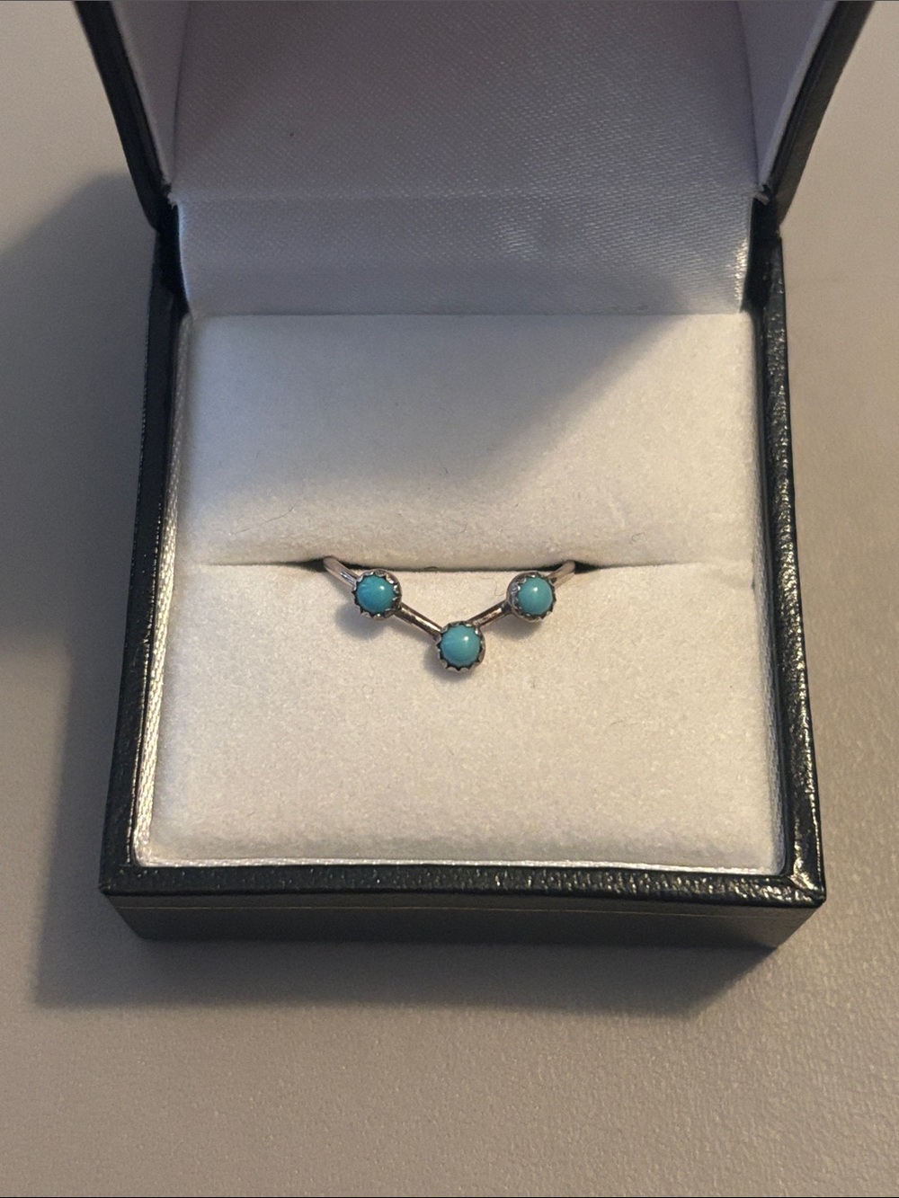 V-Shape Triple Turquoise Stone Ring - Women's Jewelry